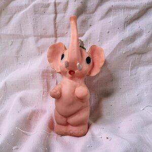 Vintage 1960s Rubber Pink Elephant Squeeze Toy